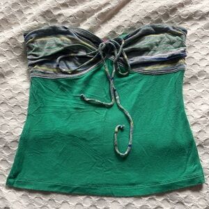 Y2K BCBGirls Green and Gray Strapless Crop Top